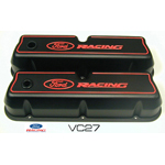FORD RACING VALVE COVERS small block black with red 1965-1973